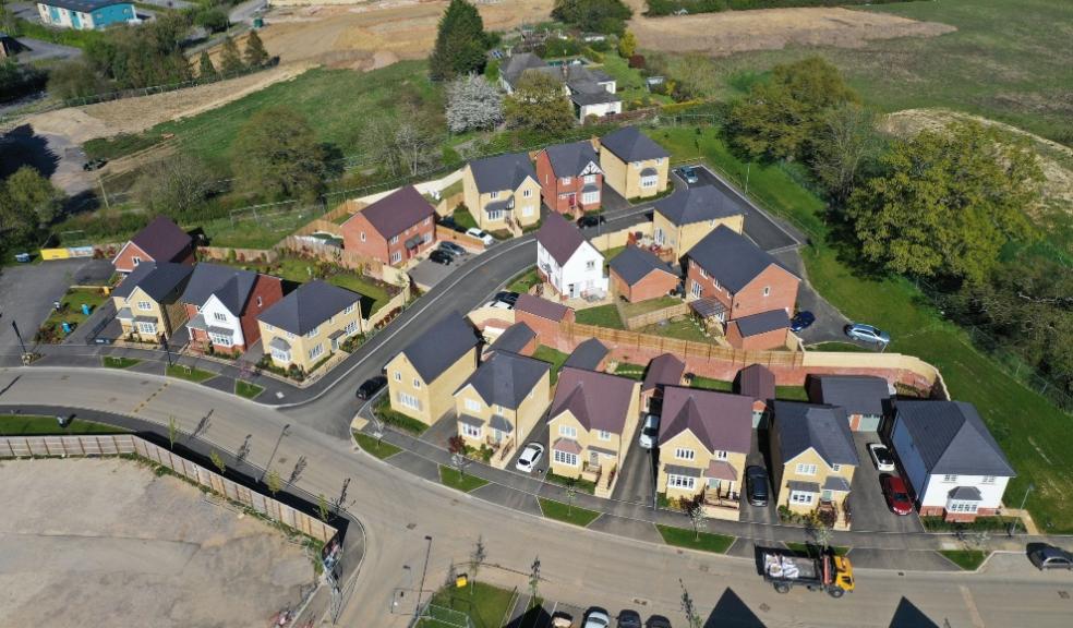Aerial view of new homes