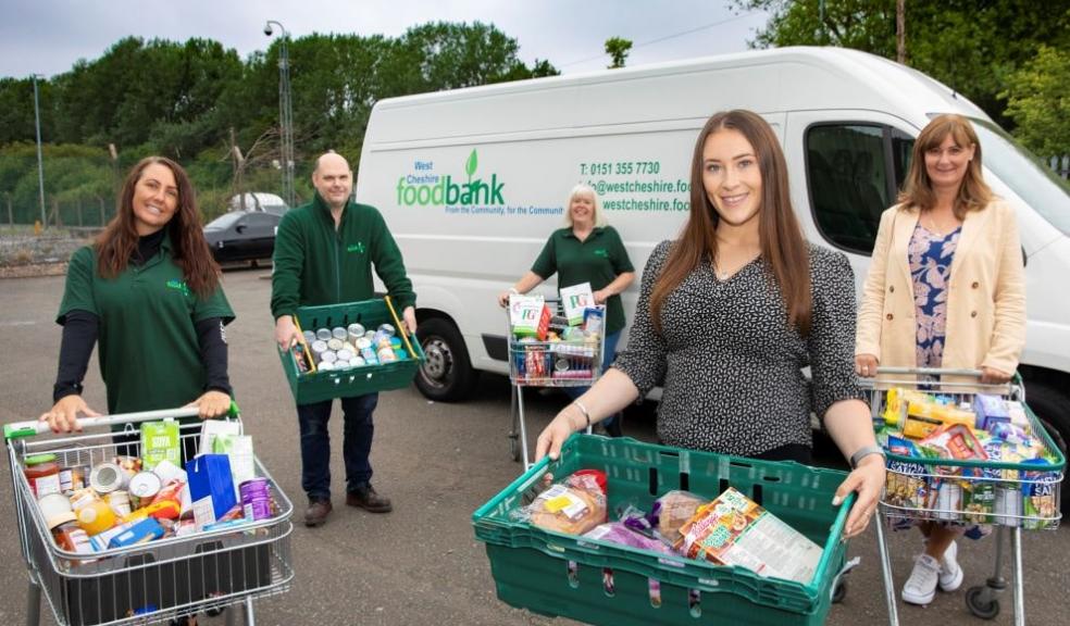 Anwyl sales manager Sophie Jones with (LR) West Cheshire food bank volunteers Lydia Jan  Barry and operations coordinator Lindsay Burghall