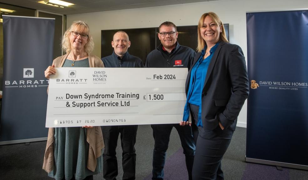 Barratt Homes Yorkshire West donates £1,500 to Down Syndrome Training & Support Service Ltd