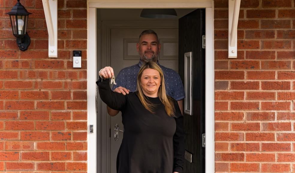 First time buyers Claire Rimmer and Paul Love outside their new Elan home at Balmoral Gardens, Southport