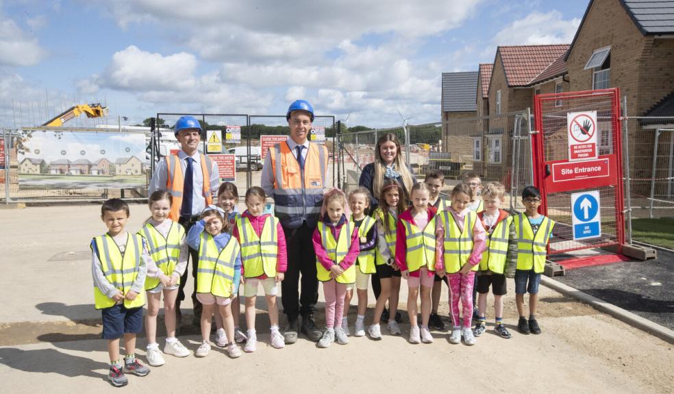Senior Site Manager Alec Edwards safely guided the pupils around the safety zones on site, and introduced the youngsters to the dangers of the construction landscape and pointed out common safety signs that promote the ‘safety first’ message. Senior Site Manager Alec Edwards safely guided the pupils around the safety zones on site, and introduced the youngsters to the dangers of the construction landscape and pointed out common safety signs that promote the ‘safety first’ message.