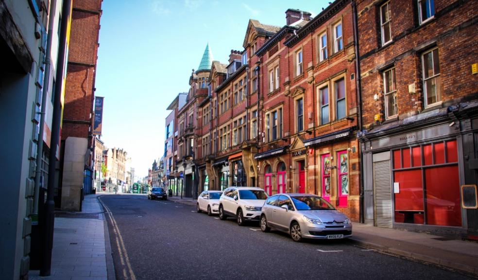 Residential and commercial street in Leeds United Kingdom