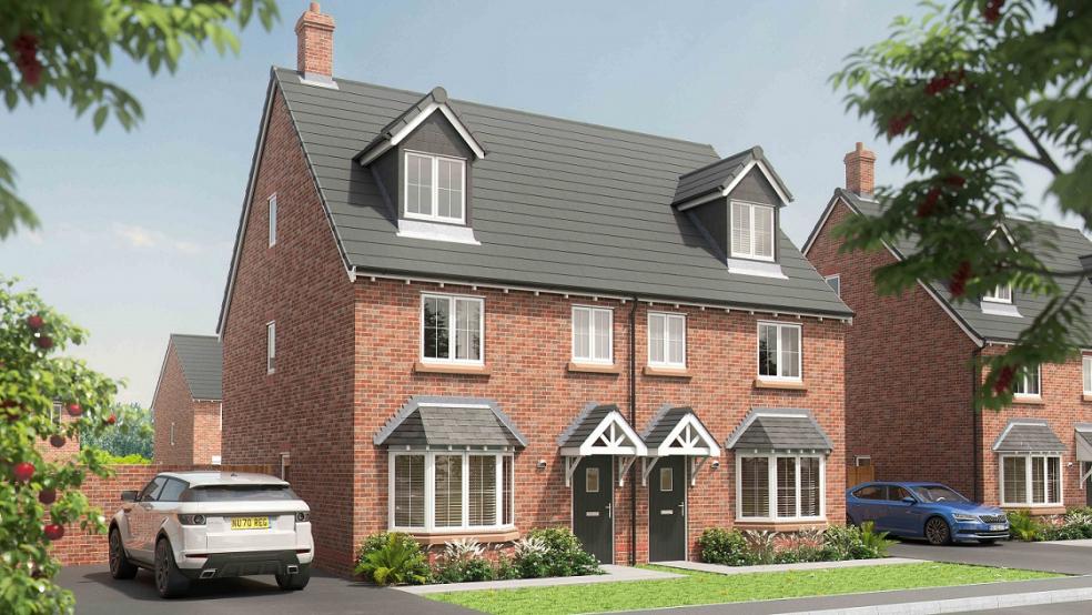 A computer generated image of the three-bedroom, three-storey Stonall from Elan Homes at Woottonbrook, Wombourne.