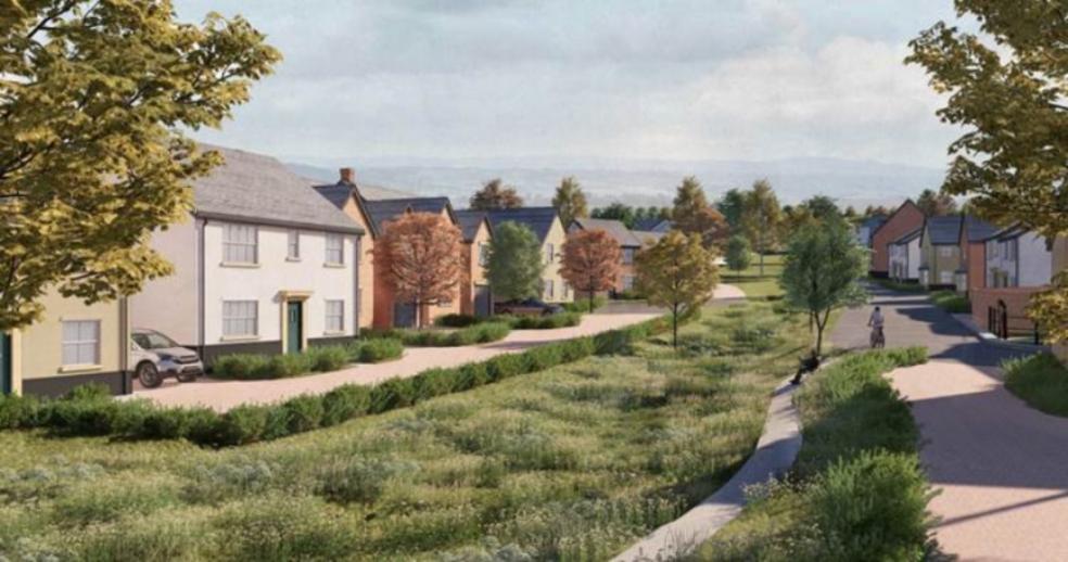 A computer-generated image of what Bellway’s Libbets Grange development on the north-eastern edge of Crediton will look like as the construction work has begun. Image: Bellway.