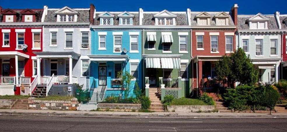row of colourful houses