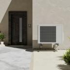 a house with a heater on the outside of it
