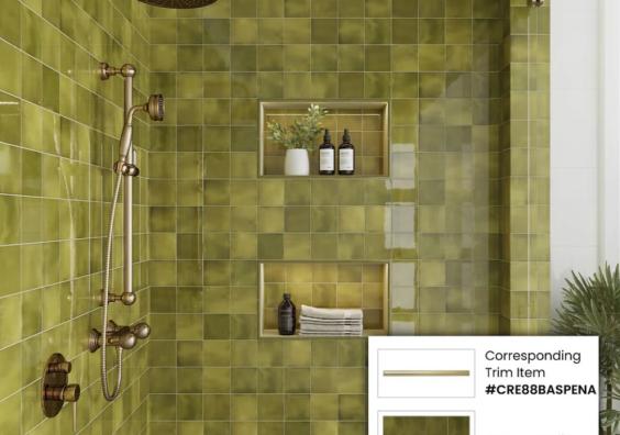 Apollo Tile’s Green Ceramic Pencil Tile Trim for Backsplashes and Walls