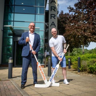 Commercial Director Martin Purdy with Assistant Quantity Surveyor, Thomas Murray, who is representing Great Britain in the Ball Hockey World Championships