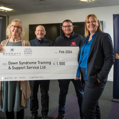 Barratt Homes Yorkshire West donates £1,500 to Down Syndrome Training & Support Service Ltd
