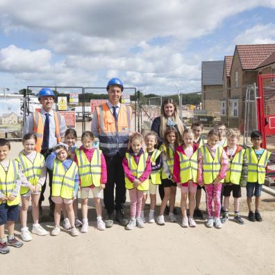 Senior Site Manager Alec Edwards safely guided the pupils around the safety zones on site, and introduced the youngsters to the dangers of the construction landscape and pointed out common safety signs that promote the ‘safety first’ message.