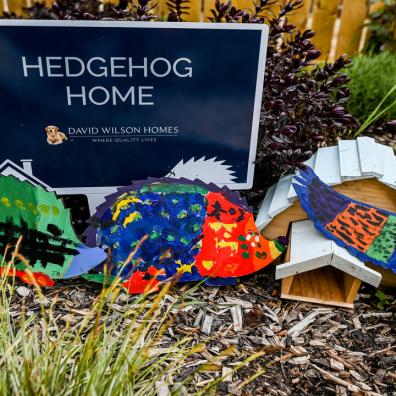 Cayton Primary School pupils showcasing their designs for the Wildlife garden at the David Wilson Homes St Johns View development in Cayton