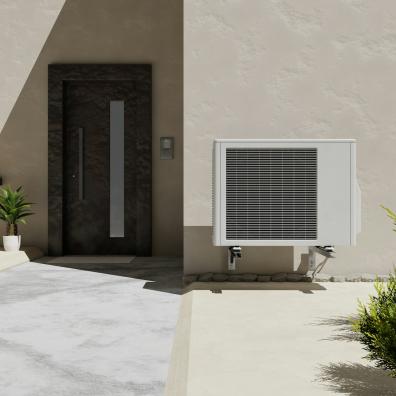 a house with a heater on the outside of it